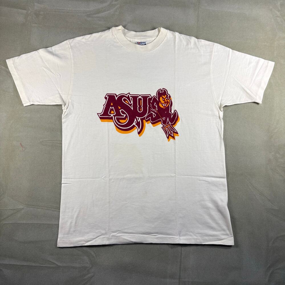 Vintage Arizona State Sun Devils T Shirt XL White Hanes Beefy‎ T USA ASU 90s